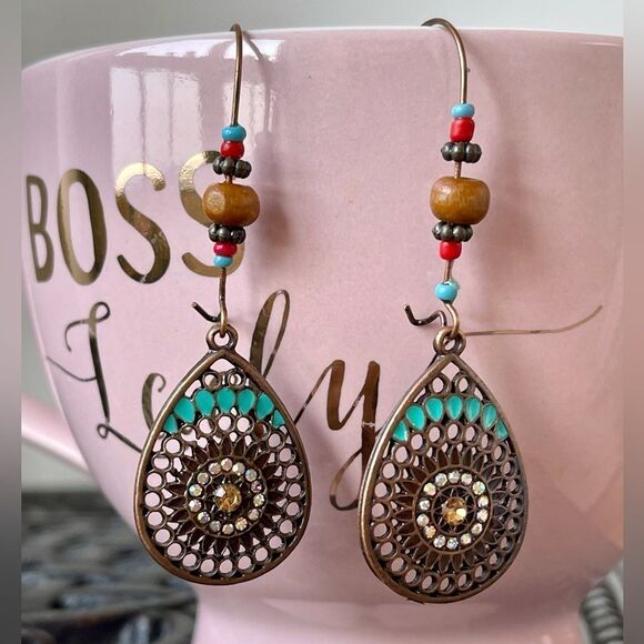 Turquoise Drop Earrings NEW - Picture 1 of 7